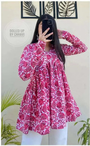 VANKAR Casual Floral Print Women Pink Top