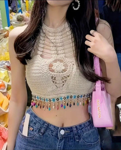 hug nation Casual Lace Women Beige Top