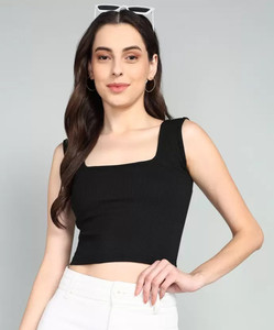 PRIME LOVE Casual Self Design Women Black Top