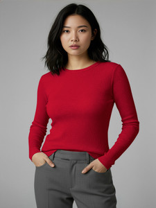 Dream Beauty Fashion Casual Self Design Women Red Top