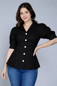 Sajyara Fashions Casual Solid Women Black Top