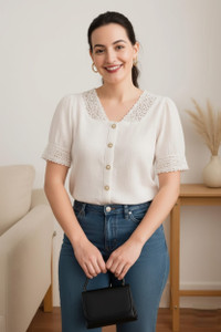 alizahub Casual Self Design Women White Top