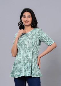 siddhanam Casual Printed Women Green Top