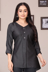Genzgirl Casual Solid Women Grey Top