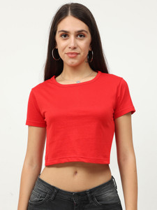 Fleximaa Casual Solid Women Red Top