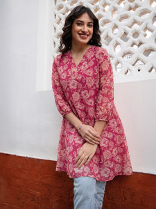 Janasya Casual Printed Women Beige Top