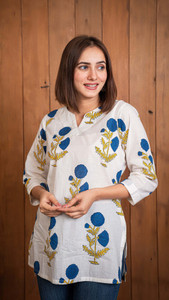 SANGOURI Casual Printed Women White Top