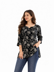BIBHATSU Casual Printed Women Black Top