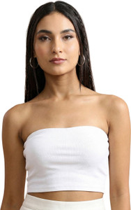 WALLICO Casual Solid Women White Top