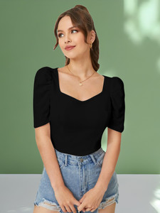 Dream Beauty Fashion Casual Solid Women Black Top
