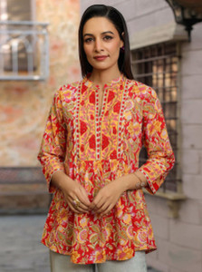 Cavercha Casual Floral Print Women Multicolor Top