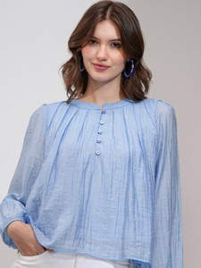 Tokyo Talkies Casual Solid Women Blue Top