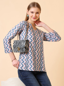 SANGOURI Casual Printed Women Multicolor Top