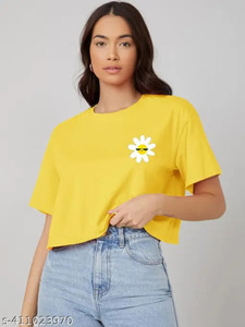 Kamedge Casual Printed Women Yellow Top