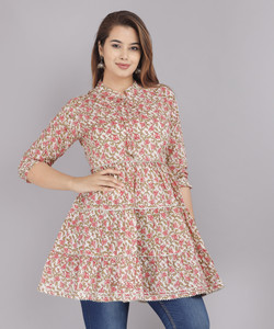 ज्योति महिलाओं के लिए कैजुअल फ्लोरल प्रिंट बेज टॉप