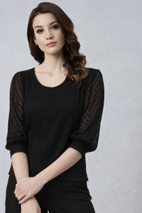 Blouse House Formal Solid Women Black Top