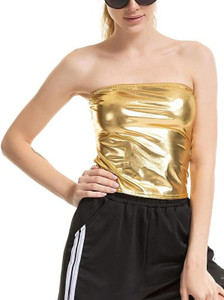 Unique Fashion 35 Party Solid Women Silver Top