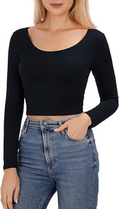 Stars and You Casual Solid Women Black Top