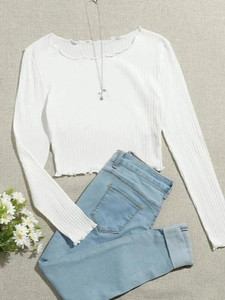 CUTEXT FASHION Casual Regular Sleeves Solid Women White Top - Image 1