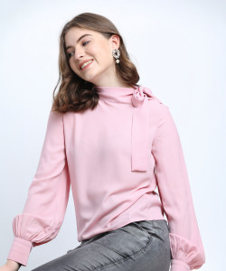 Tokyo Talkies Party Solid Women Pink Top
