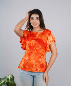 Bachuu Casual Tie & Dye Women Orange Top
