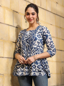 NAINVISH LIFESTYLE Party Floral Print Women Blue Top