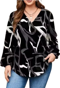 Heavenly attire Casual Printed Women Black Top