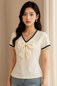 Inaya store Casual Solid Women White Top