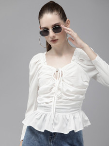 Roadster Casual Solid Women White Top