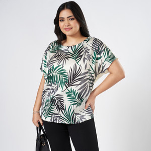 Honey Curvytude by Pantaloons Casual Printed Women Green Top