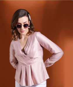 Globus Formal Solid Women Pink Top