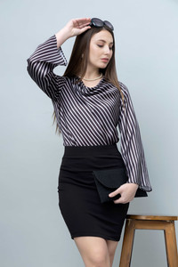 PURYS Casual Printed Women Black, White Top