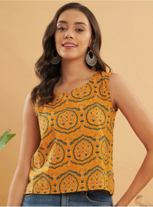 rainy rose Formal Printed Women Yellow Top