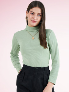 sasafaras Casual Solid Women Light Green Top