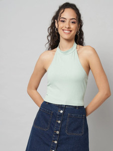 GUTI Casual Solid Women Blue Top