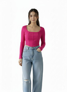 SUGARCANNE Casual Striped Women Pink Top