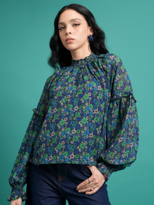 Tokyo Talkies Casual Printed Women Beige, Dark Blue, Dark Green Top