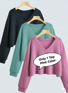 Tops Nova Casual Solid Women Black Top