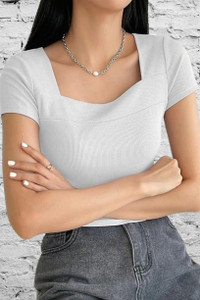 DR Brand Casual Solid Women White Top
