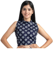 ALAKNANDA Casual Floral Print Women Dark Blue Top