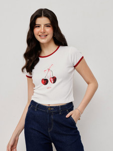 Espresso Casual Printed Women White Top