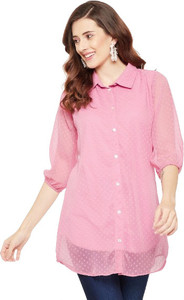 HouseOfCommon Casual Solid Women Pink Top