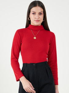 HouseOfCommon Casual Solid Women Red Top