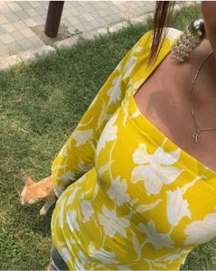NMGS Formal Printed Women Yellow Top