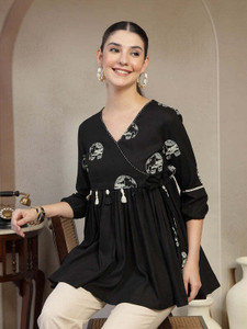 Bhawika Fashion Casual Printed Women Black Top