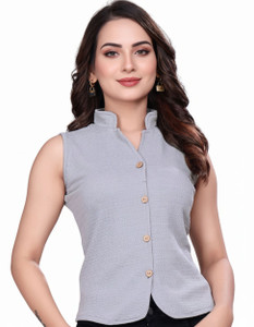 Dholakiya Empire Vibe LLP Casual Solid Women Grey Top