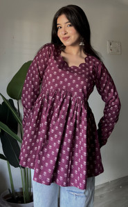 Krishna sakhi Casual Printed Women Purple Top