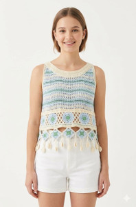 Sitiz Beach Wear Embroidered Women Light Blue Top