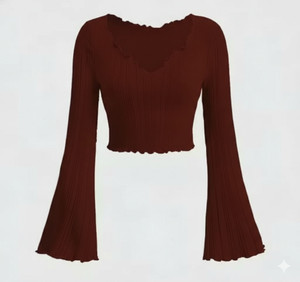 UineeShop Casual Self Design Women Maroon Top
