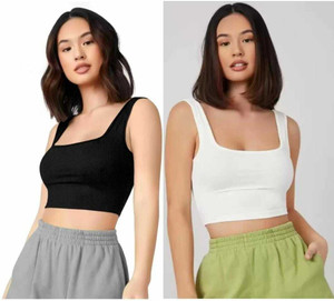 Rai production Casual Solid Women Black, White Top